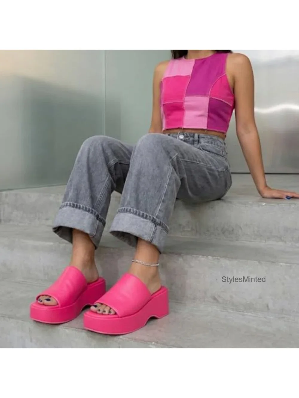 Cushionaire Spin Women's Platform Wedge Sandals Slip On Memory Foam Faux Leather
